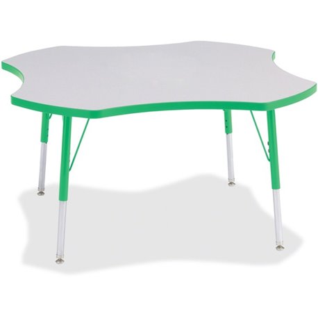 Jonti-Craft Berries Prism Four-Leaf Student Table - For - Table TopGreen, Laminated Top - Four Leg Base - 4 Legs - Height Adjust