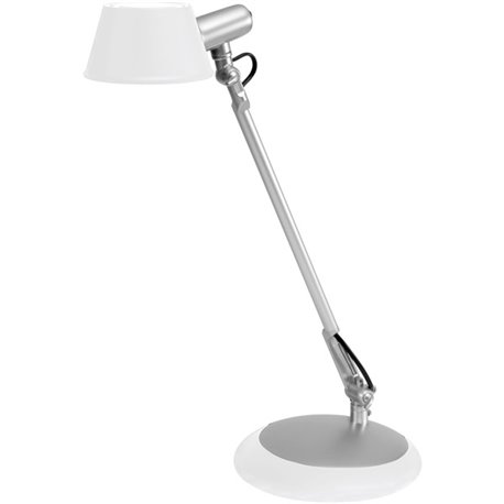 Alba LEDLUCE Desk Lamp - 1 x 6.50 W LED Bulb - Weighted Base, Adjustable - 330 lm Lumens - ABS - Desk Mountable - White - for De