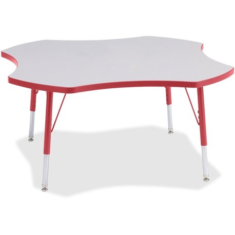 Jonti-Craft Berries Elementary Height Prism Four-Leaf Table - For - Table TopLaminated, Red Top - Four Leg Base - 4 Legs - Heigh