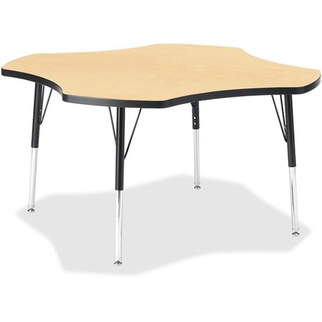 Jonti-Craft Berries Elementary Black Edge Four-leaf Table - For - Table TopLaminated, Maple Top - Four Leg Base - 4 Legs - Heigh