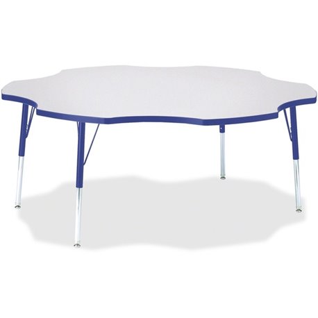 Jonti-Craft Berries Prism Six-Leaf Student Table - For - Table TopGray, Laminated Top - Four Leg Base - 4 Legs - Height Adjustab