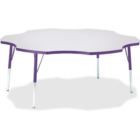 Jonti-Craft Berries Prism Six-Leaf Student Table - For - Table TopLaminated, Purple Top - Four Leg Base - 4 Legs - Height Adjust