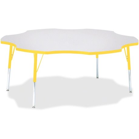 Jonti-Craft Berries Prism Six-Leaf Student Table - For - Table TopLaminated, Yellow Top - Four Leg Base - 4 Legs - Height Adjust