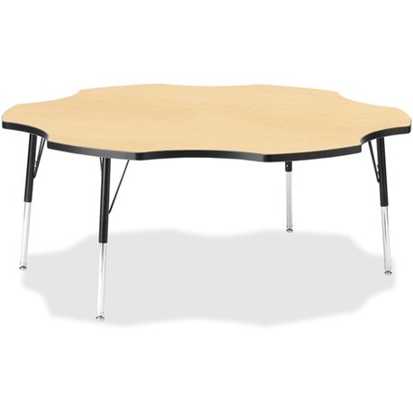 Jonti-Craft Berries Adult Black Edge Six-leaf Table - For - Table TopLaminated, Maple Top - Four Leg Base - 4 Legs - Height Adju