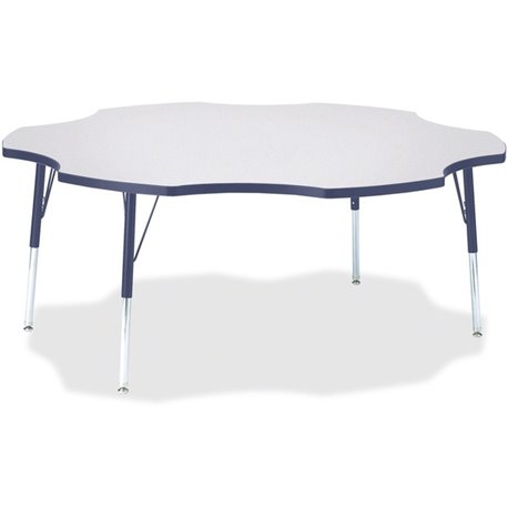 Jonti-Craft Berries Prism Six-Leaf Student Table - For - Table TopLaminated, Navy Top - Four Leg Base - 4 Legs - Height Adjustab