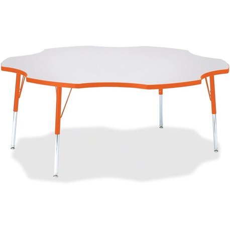 Jonti-Craft Berries Prism Six-Leaf Student Table - For - Table TopLaminated, Orange Top - Four Leg Base - 4 Legs - Height Adjust