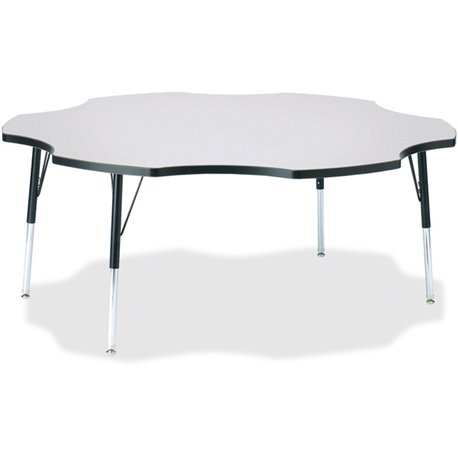 Jonti-Craft Berries Prism Six-Leaf Student Table - For - Table TopBlack, Laminated Top - Four Leg Base - 4 Legs - Height Adjusta