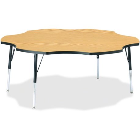 Jonti-Craft Berries Adult Black Edge Six-leaf Table - For - Table TopBlack Oak, Laminated Top - Four Leg Base - 4 Legs - Height 