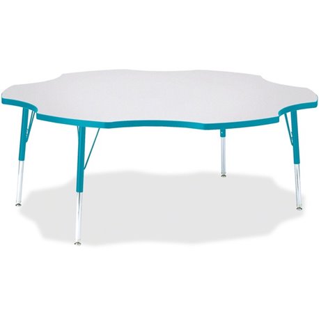 Jonti-Craft Berries Elementary Height Prism Six-Leaf Table - For - Table TopLaminated, Teal Top - Four Leg Base - 4 Legs - Heigh