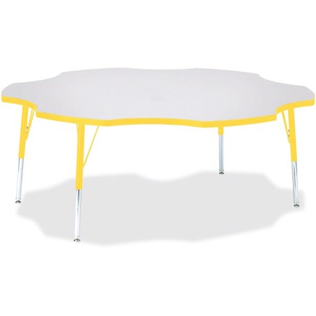 Jonti-Craft Berries Elementary Height Prism Six-Leaf Table - For - Table TopLaminated, Yellow Top - Four Leg Base - 4 Legs - Hei