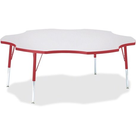 Jonti-Craft Berries Elementary Height Prism Six-Leaf Table - For - Table TopLaminated, Red Top - Four Leg Base - 4 Legs - Height