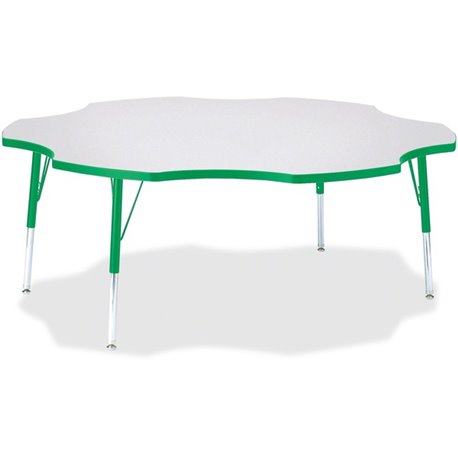 Jonti-Craft Berries Elementary Height Prism Six-Leaf Table - For - Table TopGreen, Laminated Top - Four Leg Base - 4 Legs - Heig