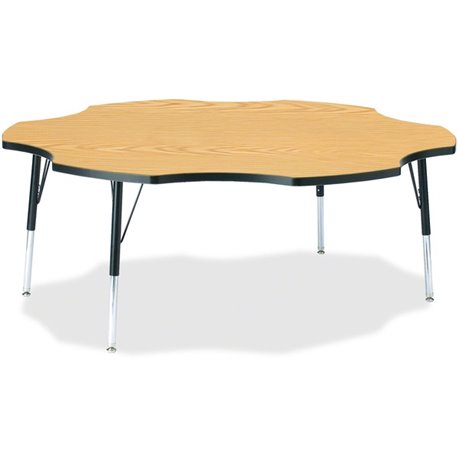 Jonti-Craft Berries Elementary Black Edge Six-leaf Table - For - Table TopBlack Oak, Laminated Top - Four Leg Base - 4 Legs - He