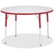 Jonti-Craft Berries Adult Gray Laminate Round Table - For - Table TopLaminated Round, Red Top - Four Leg Base - 4 Legs - Height 