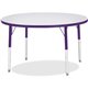 Jonti-Craft Berries Elementary Height Color Edge Round Table - For - Table TopGray Round Top - Four Leg Base - 4 Legs - Height A