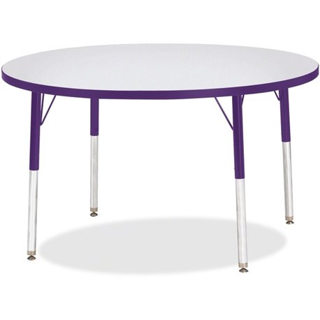 Jonti-Craft Berries Elementary Height Color Edge Round Table - For - Table TopGray Round Top - Four Leg Base - 4 Legs - Height A