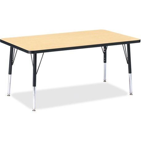 Jonti-Craft Berries Height Maple Top Black Edge Rectangle Table - For - Table TopLaminated Rectangle, Maple Top - Height Adjusta