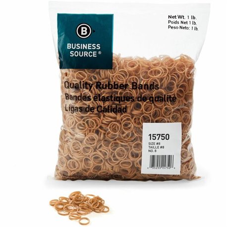 Business Source Quality Rubber Bands - Size: 8 - 0.9" Length x 0.1" Width - Sustainable - 5200 / Pack - Rubber - Crepe