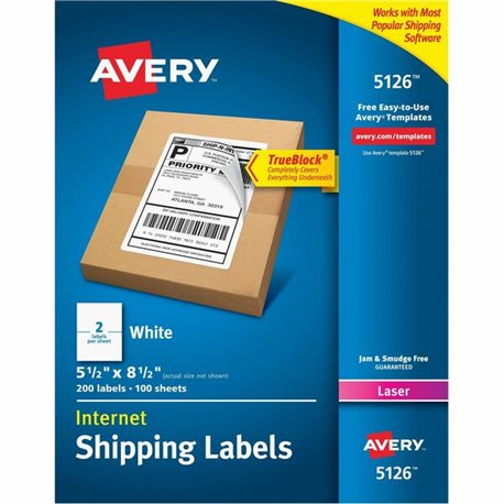 Avery Internet Shipping Labels, 5.5" x 8.5" , 200 Total (05126) - 5 1/2" Width x 8 1/2" Length - Permanent Adhesive - Rectangle 