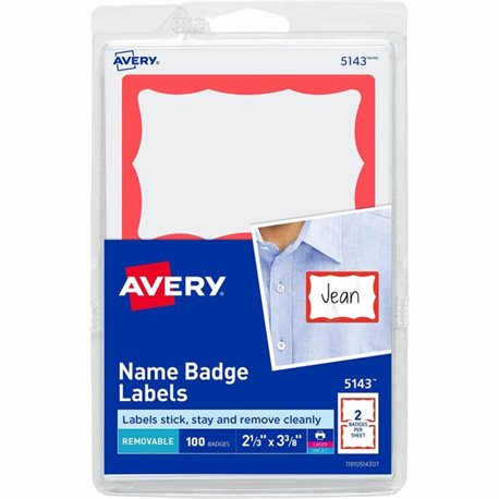 Avery Border Print or Write Name Tags - 2 11/32" Width x 3 3/8" Length - Removable Adhesive - Rectangle - Laser, Inkjet - White,