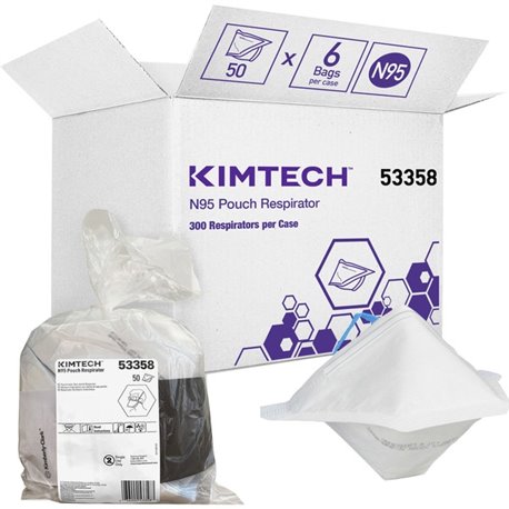 KIMTECH N95 Pouch Respirator Face Mask - Regular Size - Airborne Particle, Airborne Contaminant Protection - White - Breathable,