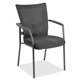 Lorell Mesh Back Guest Chair - Black Fabric Seat - Nylon Back - Powder Coated Frame - Four-legged Base - Black, Gray - Armrest -