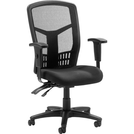 Lorell Executive High-back Mesh Chair - Black Fabric Seat - Black Back - Black Steel, Plastic Frame - High Back - 5-star Base - 