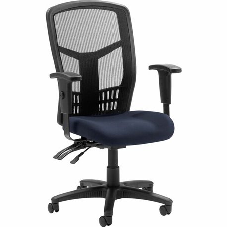 Lorell Executive High-back Mesh Chair - Periwinkle Blue Fabric Seat - Gray Back - Black Steel, Plastic Frame - High Back - 5-sta