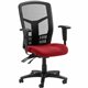 Lorell Executive High-back Mesh Chair - Real Red Fabric Seat - Gray Back - Black Steel, Plastic Frame - High Back - 5-star Base 