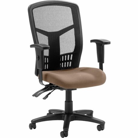 Lorell Executive High-back Mesh Chair - Malted Fabric Seat - Gray Back - Black Steel, Plastic Frame - High Back - 5-star Base - 