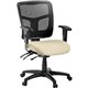 Lorell ErgoMesh Series Managerial Mesh Mid-Back Chair - Dillon Buff Antimicrobial Vinyl Seat - Black Mesh Back - Black Frame - M