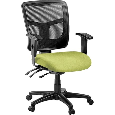 Lorell ErgoMesh Series Managerial Mesh Mid-Back Chair - Dillon Apple Green Antimicrobial Vinyl Seat - Black Mesh Back - Black Fr