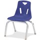 Jonti-Craft Berries Stacking Chair - Blue Polypropylene Seat - Blue Polypropylene Back - Steel Frame - Four-legged Base - 1 Each