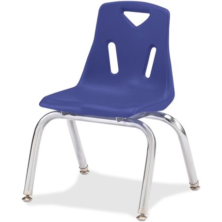 Jonti-Craft Berries Plastic Chairs with Chrome-Plated Legs - Blue Polypropylene Seat - Steel Frame - Four-legged Base - Blue - 1