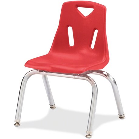 Jonti-Craft Berries Plastic Chairs with Chrome-Plated Legs - Red Polypropylene Seat - Steel Frame - Four-legged Base - Red - 1 E