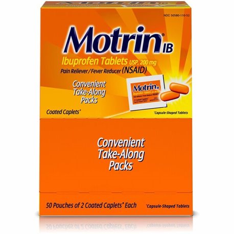 Motrin IB Ibuprofen Tablets - For Headache, Muscular Pain, Backache, Toothache, Arthritis, Common Cold, Menstrual Cramp, Fever -