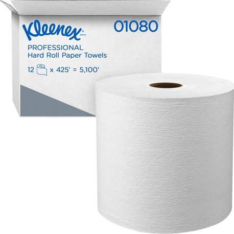 Kleenex Hard Roll Paper Towels - 8" x 425 ft - White - Paper - 12 / Carton