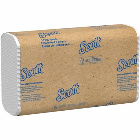 Scott Essential C Fold Paper Towels with Fast-Drying Absorbency Pockets - 10.13" x 13.15" - White - Paper - 200 Per Pack - 12 / 