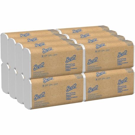 Scott Multifold Paper Towels with Absorbency Pockets - 9.20" x 9.40" - White - Paper - 250 Per Pack - 16 / Carton