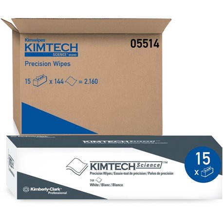 KIMTECH Science Precision Wipers - 16.40" Length x 14.43" Width - 144 / Box - 15 / Carton - Absorbent, Soft, Anti-static - White