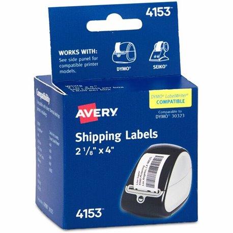 Avery Thermal Roll Labels 2-1/8"x4" , 140 Shipping Labels-1 Roll (4153) - 4" Width x 2 1/8" Length - Permanent Adhesive - Rectan