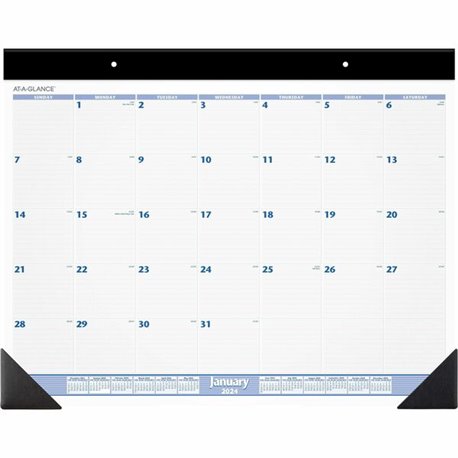 At-A-Glance Desk Pad Calendar - Large Size - Julian Dates - Monthly - 1 Year - January 2024 - December 2024 - 1 Day Single Page 