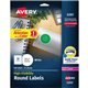 Avery Round High Visibility Labels - - Width1 5/8" Diameter - Permanent Adhesive - Round - Laser - White - Paper - 24 / Sheet - 