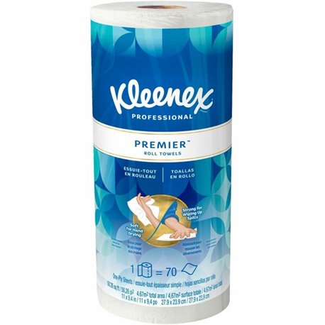 Kleenex Premier Kitchen Paper Towels - 1 Ply - 10.40" x 11" - 70 Sheets/Roll - White - Paper - 1 / Roll