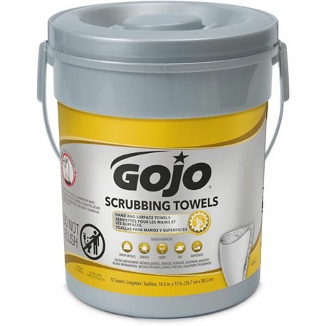 Gojo Scrubbing Towels - 10.50" x 13" - White - 72 Per Canister - 1 Each