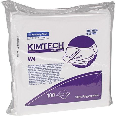 KIMTECH W4 Dry Cleanroom Wipes - For Multipurpose, Industry - Anti-static, Lint-free, Absorbent, Disposable - Polypropylene - 10