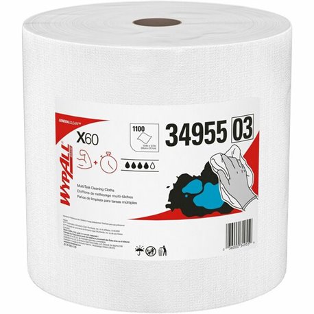 Wypall GeneralClean X60 Multi-Task Cleaning Cloth Jumbo Roll - 12.20" Length x 12.40" Width - 1100 / Roll - Absorbent, Lightweig