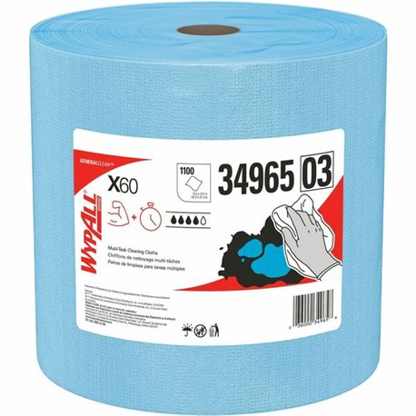 Wypall GeneralClean X60 Multi-Task Cleaning Cloth Jumbo Roll - 12.20" Length x 12.40" Width - 1100 / Roll - Lightweight, Reinfor