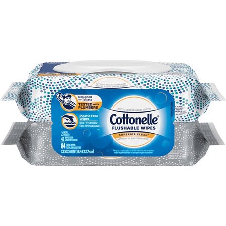 Cottonelle Flushable Wet Wipes - 7.25" x 5" - White - 42 Per Pack - 8 / Carton