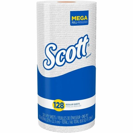 Scott Kitchen Paper Towels with Fast-Drying Absorbency Pockets - 1 Ply - 11" x 8.78" - 128 Sheets/Roll - 4.90" Roll Diameter - W